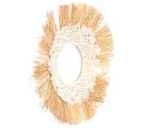 GRADENEVE Handwoven Raffia Wall Mirror Decorative Bohemian Cotton Rope round Mirror Rustic Vintage Wall Art for Living Room Bedroom Home Décor