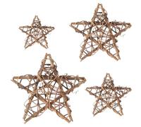 GRADENEVE Hanging Decorations Wedding Skin-friendly Composite Material Star 4pcs Rattan Five-pointed Star Shape Rustic Natural Ornaments for Home for Store and Hotel