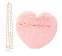GRADENEVE Heart Shaped Women Shoulder Bag with Chain Strap, Faux Rabbit Material, Comfortable Hand Feeling, for Shopping and Party Use, Lovely and Fashionable Pink Cross-body Pouch