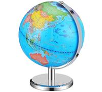 GRADENEVE Illuminated World Globe with Stand and Curious Learners, Educational Geographic Globe Display with Polystyrene and Metal Materials, for School and Office Desk Decoration