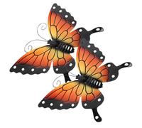 GRADENEVE Iron Butterfly Hanging Metal Butterfly Pendants Wall Art Decorations 2pcs Not Easy to Break Or Bend, Elegant and Unique Garden Wall Décor for Home and Yard