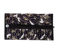 GRADENEVE Japanese Style Makeup Brush Storage Pouch Capacity Cosmetic Organizer Bag with Slots for Travel and Daily Use Blue White Crane Design