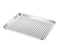 GRADENEVE Large Capacity Stainless Steel Baking Tray for Kitchen Use Reusable and Suitable for Steamer Silver Non-Stick Baking Sheet for Bread Pizza
