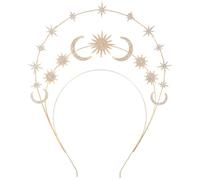 GRADENEVE Layered Moon Star Headband for Women Wedding Crown Tiara Hair Accessories Bridal Circle Headpiece in Gold, Elegant Prom and Party Hairband