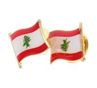 GRADENEVE Lebanon Flag Lapel Pin 2pcs Alloy Brooch for Formal Events and Backpack Versatile National Pride Accessory