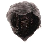 GRADENEVE Men's Synthetic Short Gray Wig for Costume, Natural Light Grey Hairpiece for Halloween and Cosplay, Men's Gray Wig Side Parting