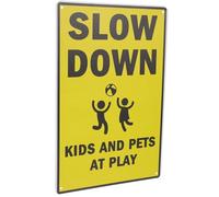 GRADENEVE Metal Caution Sign for Playing Warning Street Road Sign Iron Safety Plaque High Visibility Weather-resistant Traffic Alert for Slow Driving