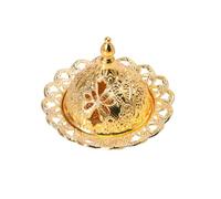 GRADENEVE Middle Eastern Style Mini Incense Burner Metal Censer in Golden Colour with Vintage Chic Design for Burning Rod-shaped and Cone-shaped Incense, for Yoga Room and Teahouse