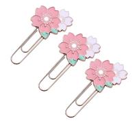 GRADENEVE Paper Clips Made of Zinc Alloy Pink Cherry Blossom Shaped 3pcs Decorative Office Clips that Don’t Scratch Papers to Hold Notes and Files for Home Office and School Use