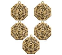 GRADENEVE Pendants Keychain Charms 5pcs Multipurpose Eight-diagram Pattern Retro Brass and Exorcism Golden Finish for Making