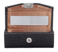 GRADENEVE Portable Black Leather Lipstick Case with Snap Button Small Litchi Texture Lipstick Holder for Women with Mirror