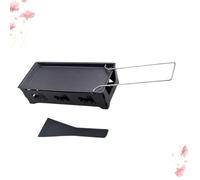 GRADENEVE Portable Cheese Grill Mini Non-stick Bakeware Set with Iron Material, Black Stove Rack and Baking Tray, Includes Small Spatula, for Outdoor Camping and Cheese Fondue, Protects