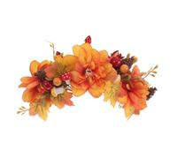 GRADENEVE Pumpkin Wreath Headband Fall Floral Artificial Flower Wreath Autumn Pumpkin Headpiece Women Halloween Costume Boho Floral Crown for Photography Prop Vintage Autumn Headpiece