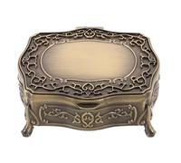 GRADENEVE Rectangular Vintage Copper Jewelry Box with Multi-compartment Design for Organizing Rings and Necklaces, Classic Palace Inspired Ornate Treasure Chest Suitable for Decorative