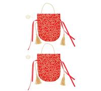GRADENEVE Red Cloth Drawstring Candy Bags Wide Storage Range 2pcs Not Easy to Fade or Tear, Bright and Festive Style Sweet Pouch for Chinese Wedding Storage