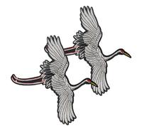 GRADENEVE Red-Crowned Crane with Iron-on Function Embroidered Applique Patch 2pcs Embroidery Thread Material for Shirts and Blankets for Manual Crafts and Clothing Repair