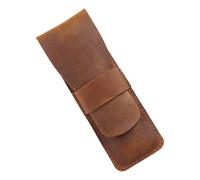 GRADENEVE Retro Vintage Leather Pencil Bag Portable Pen Case for Students and Artists Multi-Functional Small Pencil Wrap Organizer with Elegant Brown Crazy Horse Finish for Home Office and