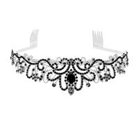 GRADENEVE Shining Rhinestone Crown Headband for Parties and Banquets, Fine Craftsmanship Alloy Hair Accessory That Will Not Squeeze The Head, Elegant Black Tiara for Wedding Guest Hair