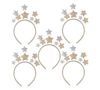 GRADENEVE Shiny Star Headbands Star Shaped 5pcs Made of Pu Leather, Sparkly Gold and Silver Festival Hair Accessories Versatile and Radiant for Holiday Celebrations and Party Dress
