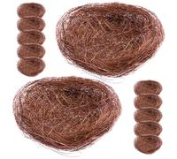GRADENEVE Simulated Bird Nest Decorative Photography Props Rustic round Bird Nest Ornaments 16pcs Made of Hemp Thread for Garden and Easter Yard