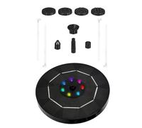 GRADENEVE Solar Fountain Pump with 3.5w Solar Panel and Rechargeable Battery Floating Round Design with 7 Colourful LED Lights 240l/h Water Flow Rate for Pool Oxygen Aeration and Garden