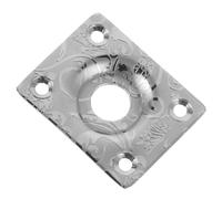 GRADENEVE Stainless Steel Square Guitar Output Jack Plate for Bass and Electric Guitar, Vintage Engraved Silver Design, Easy to Install with Mounting Holes, Minimizes Interference