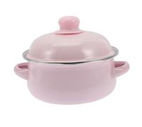 GRADENEVE Two Handled Enamel Stew Pot with Lid Acid Alkali Resistant Household Saucepan Anti-Scald Ergonomic Handles Retro Pink Soup Pan for Safe Cooking and Easy Cleaning