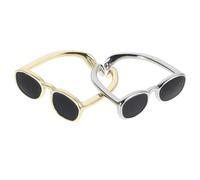 GRADENEVE Unique Adjustable Eyeglasses Open Rings with Tarnish Resistance for Women 2pcs Creative Copper Finger Bands for Parties and Weddings