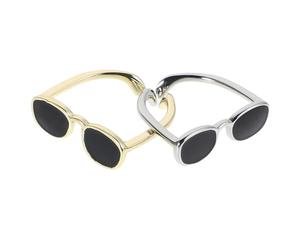GRADENEVE Unique Adjustable Eyeglasses Open Rings with Tarnish Resistance for Women 2pcs Creative Copper Finger Bands for Parties and Weddings