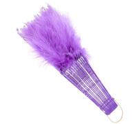 GRADENEVE Vintage Plume Folding Fan Purple Plastic and Plume Portable Foldable Decorative Hand Fan for Daily Life Wall Adornment