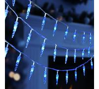 GRADESIN Christmas Icicle Light，19.6ft 40 LED Blue Icicle String Lights Indoor, Hanging Icicle Christmas Lights for Eave Holiday Garden Indoor Outdoor Xmas Decorations