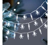 GRADESIN Christmas Icicle Lights Indoor，20ft 40 LED Icicle String Lights Battery Operated Powered Christmas Lights for Indoor Winter Christmas Decorations