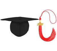GRADFTY Graduation Cap with Tassel,Unisex Adult Matte Cap for Graduation,Graduation Hat, Black+red Tassel, One size