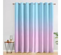 Gradient 63 Inch Blue Grommet Drapes 2 Panel Set for Living Room & Bedroom Enhanced Privacy & Light Control Window Treatment