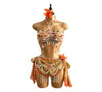 Gradient Acrylic Bead Body Jewelry Top with Neck Loop Chest Chain Shape, Layered Cup Panels, and Draped Strands for Festival and Photo Looks Beaded Body Chain Top Chest Jewelry Neck Loop Bead Gradient