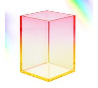 Gradient Acrylic Pen Container Holder,Clear Yellow Red Makeup Brush Holder Pen Pencil Cup Pot Acrylic Desktop Organizer Home Office Desktop Decoration for Kid Student Girl Woman Gift