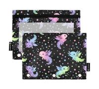 Gradient Axolotls Stars Pencil Pouch for 3-Ring Binder Clear Pencil Case