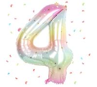 Gradient Balloon 4 - 40 Inch Foil Balloon, 101 cm Number Balloon, Helium Balloon for 4th Birthday - Decoration for Girls and Boys