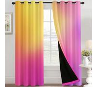 Gradient Blackout Curtains for Living Room, Pink and Yellow Ombre Curtains for Bedroom, Thermal Insulated Eyelet Window Treatments 72 Drop, 2 Panels Drapes (W66 x L72), Gradient Home Decor LUKC2403