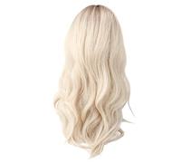 Gradient Blonde Brown Long Curly Synthetic Wig Heat Resistant With Bang For Women Cosplay Party Everyday Wear
