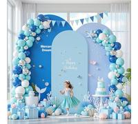Gradient Blue Arch Backdrop Cover 6FT 5FT 4FT Arch Covers Stretchy Backdrop Set of 3, Party Arch Cover Spandex Fitted Under The Sea Fabric Arch Covers for Baby Shower Birthday Wedding Decoration