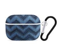Gradient Blue Denim AirPod Pro Case, Anti Scratch Hard PC Cover with Keychain, AirPod Pro 2nd/1st Case Accessories for Women Men, White-Style