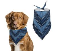 Gradient Blue Denim Dog Bandanas for Feeding Grooming, Triangle Pet Bibs Washable Pets Scarf for Cats & Dogs
