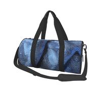 Gradient Blue Denim Duffle Bag With Shoes Compartment And Adjustable Strap,Foldable Travel Duffel Bags For Men Women,Waterproof Duffel Bags, Black, One Size