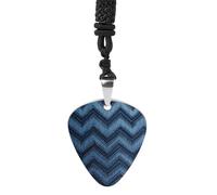 Gradient Blue Denim Guitar Pick Necklace Exquisite Cool Pendant Necklaces Titanium Steel Personalized Necklaces Fashion Guitar Pick Holder Necklace Unisex Unique Gifts