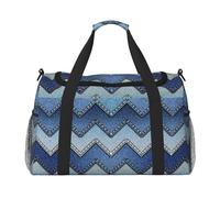 Gradient Blue Denim Hand Travel Bag - Large Reusable Shopping Tote Bag, Perfect for Outdoor Activities, Sports, Camping & Groceries, Black, One Size