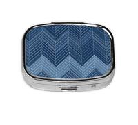 Gradient Blue Denim Mini Pill Box Metal Travel Medicine Organizer with 2 Compartments Pocket-Sized Pill Container