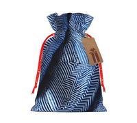 Gradient Blue Denim Print Drawstring Bags Burlap Gifts Bag With Drawstring Gift Bags For Wedding/Party/Festival/Storage