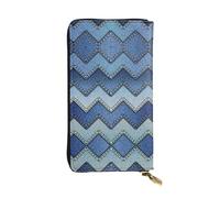 Gradient Blue Denim Print Leather Long Clutch Wallet â€“ Fashionable Personalized Wallet, Multiple Card Slots, Gift Ready, Black, One Size