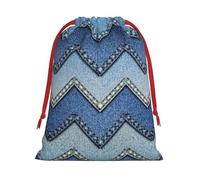 Gradient Blue Denim print Super soft velvet Christmas bag, fit for Halloween promotion and daily storage